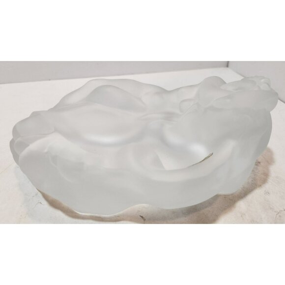 A & A Crystal Handmade Czech Art Deco Frosted Glass Nude Woman Ashtray Dish Vtg - Picture 4 of 12